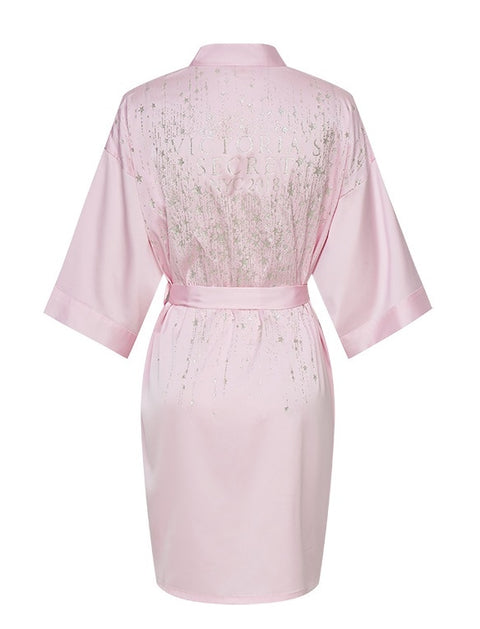 robe penhoar Victoria´s Secrets de cetim de seda rosa