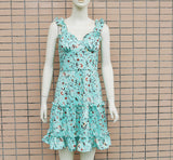 Vestido Floral de Verão Babados Decotado