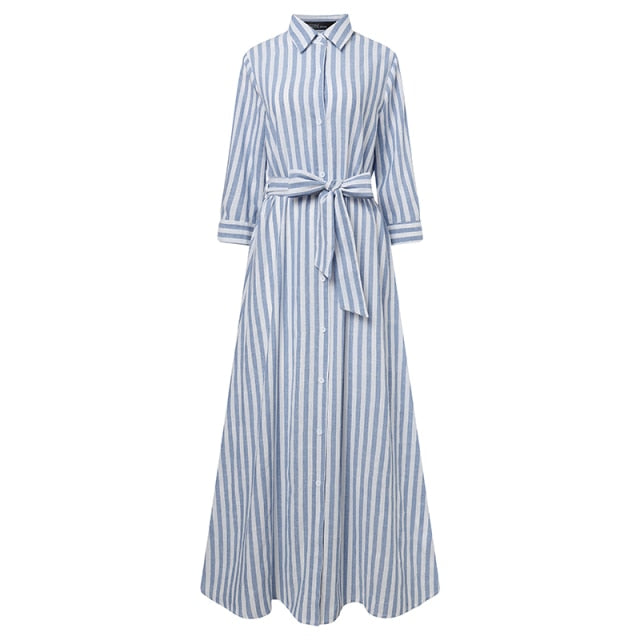 Vestido chemise sales listrado midi