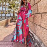 Vestidos Longos Estampados Manga Ampla Saída de Praia - Loja Style Me