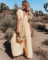 Vestido Longo de Botão Manga Curta Praia - Loja Style Me