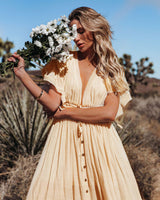 Vestido Longo de Botão Manga Curta Praia - Loja Style Me