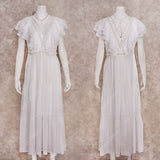 Vestido Longo Branco Decote V c/Renda