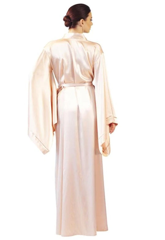 Robe Longo de Cetim Manga Ampla creme