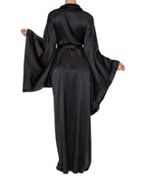 Robe Longo de Cetim Manga Ampla  preto