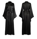 Robe Longo de Cetim Manga Ampla  preto