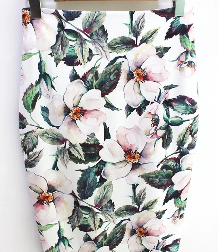 Saia Lápis Midi Office Floral - Loja Style Me