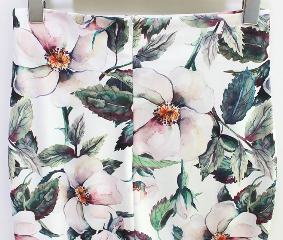 Saia Lápis Midi Office Floral - Loja Style Me