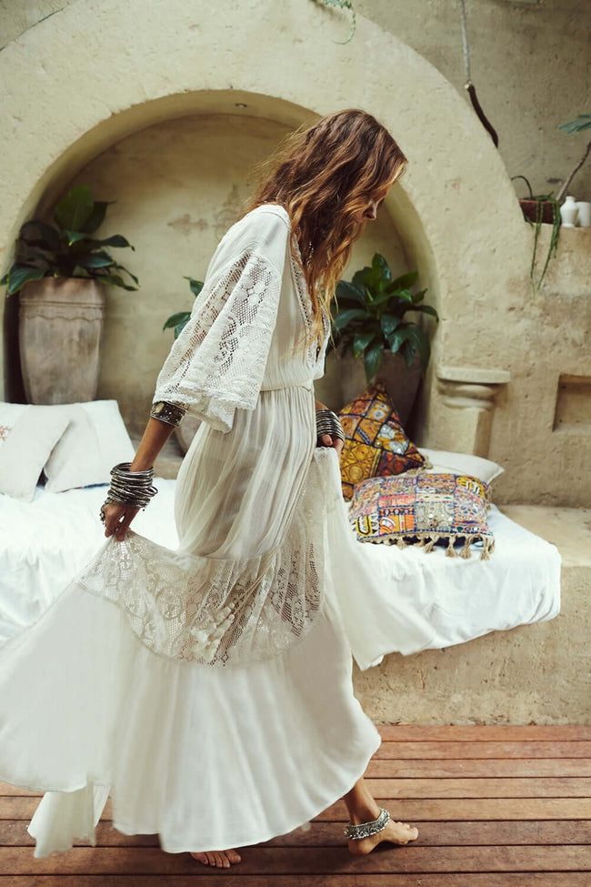 Vestido branco de renda para praia store