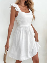 Vestido Branco Curto Alcinha de Babado, PP, P, M, G