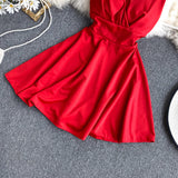 Vestido de Festa Curto Acinturado Alcinha, Vermelho