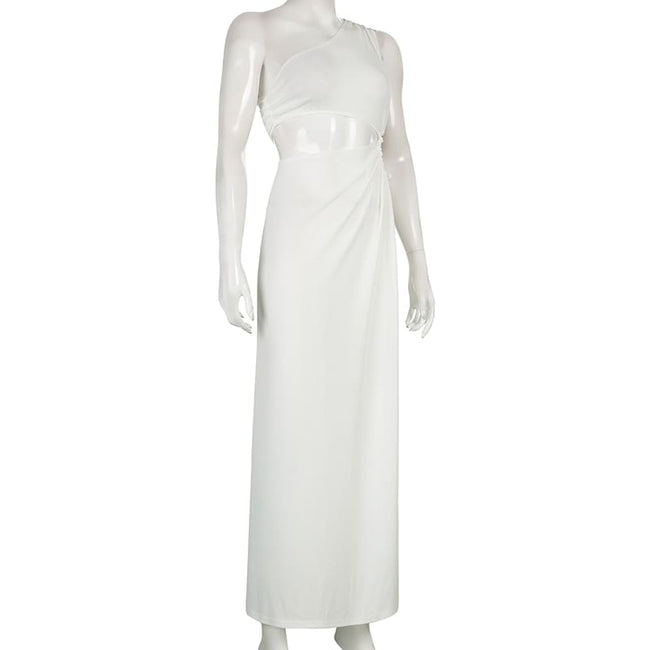 vestido cut out com fenda sensual de festa longo vazado branco