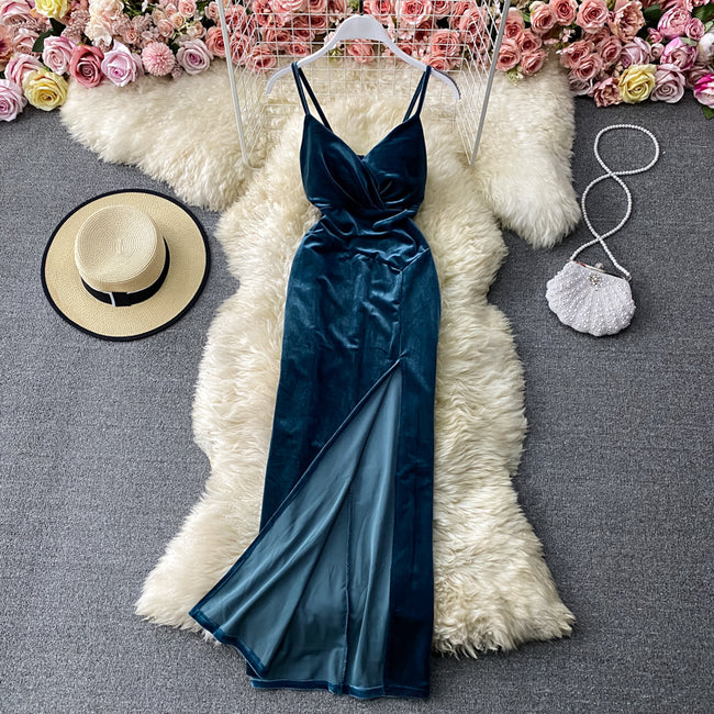 Vestido veludo sales longo