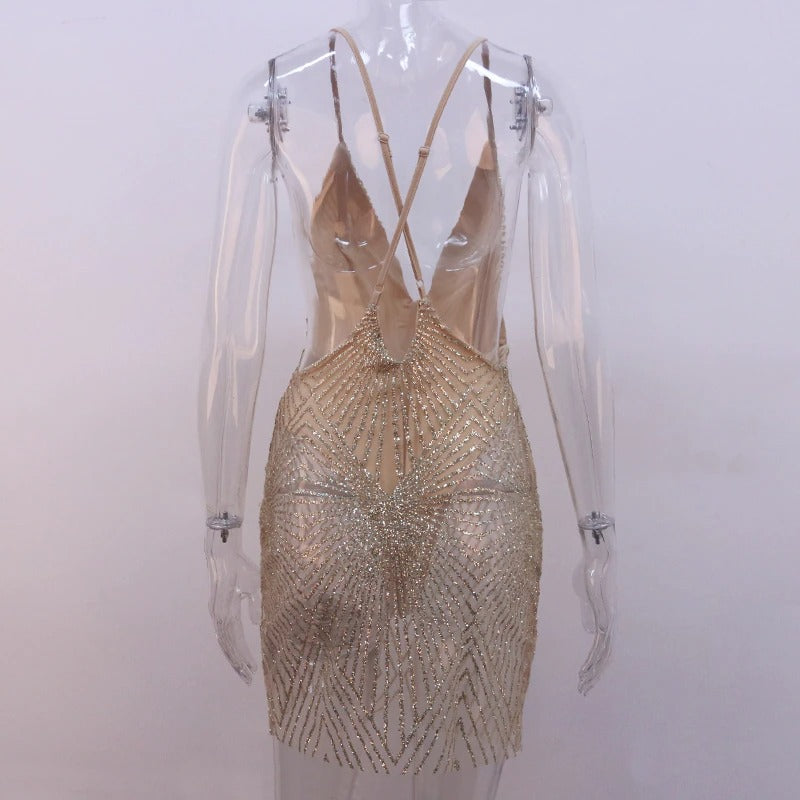 vestido de festa transparente com gliter brilhante curto glitter brilhante brilhoso brocal tule balada club sexy sensual body translúcido alcinha ajustável transpasse transpassado dourado