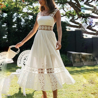 Vestido de Festa c/Renda Longo Midi Branco