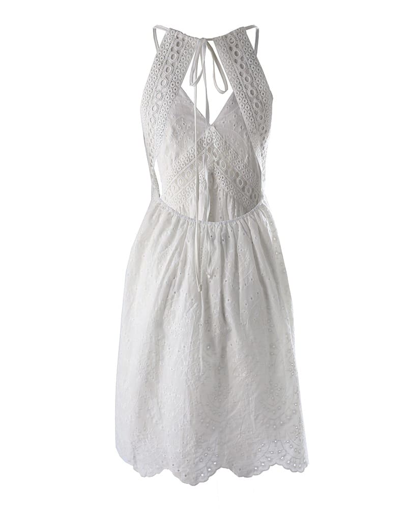 Vestido de Verão Branco Renda Lese Costas Nuas, P, M, G, GG