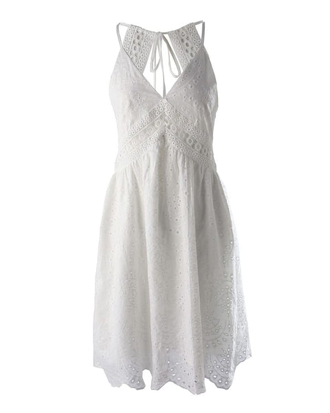 Vestido de Verão Branco Renda Lese Costas Nuas, P, M, G, GG