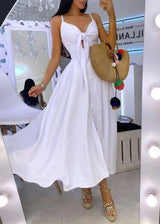 Vestido Longo Laço decote alcinha branco