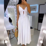 Vestidos Longos Laço branco alcinha