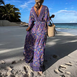 Vestido Longo Estampado Boho Chic Decote V