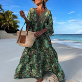 Vestido Longo Estampado Boho Chic Decote V