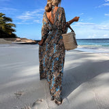 Vestido Longo Estampado Boho Chic Decote V