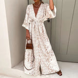 Vestido Longo Estampado Boho Chic Decote V
