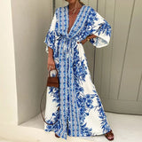 Vestido Longo Estampado Boho Chic Decote V