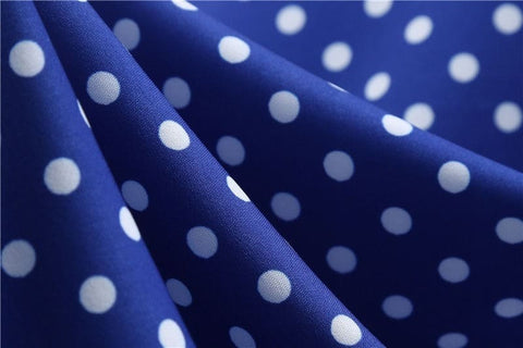 Vestido Retrô de Bolinha Manga Curta Plus Size, P, M, G, GG, 2G, Azul