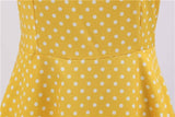 Vestido Retrô de Bolinha Manga Curta Plus Size, P, M, G, GG, 2G, Amarelo