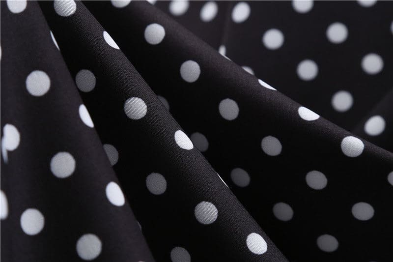 Vestido Retrô de Bolinha Manga Curta Plus Size, P, M, G, GG, 2G, Preto