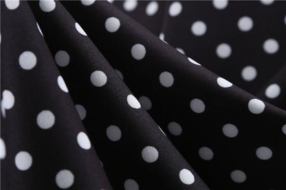 Vestido Retrô de Bolinha Manga Curta Plus Size, P, M, G, GG, 2G, Preto