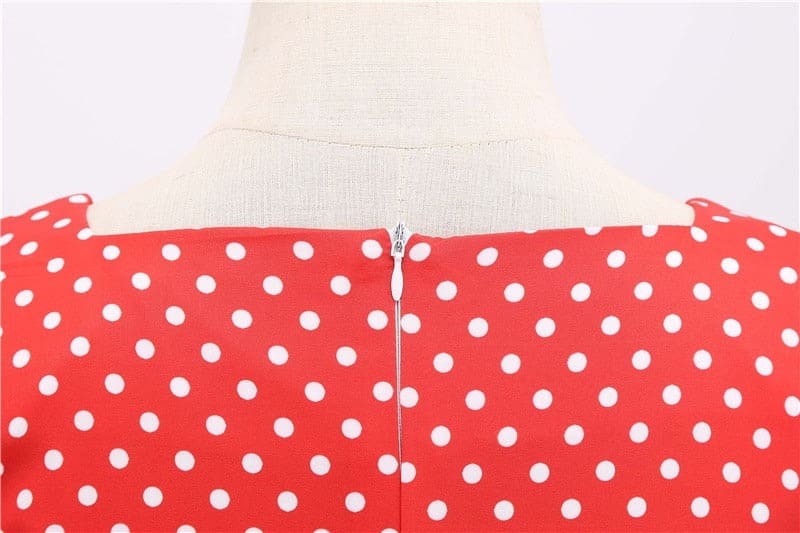 Vestido Retrô de Bolinha Manga Curta Plus Size, P, M, G, GG, 2G, Vermelho
