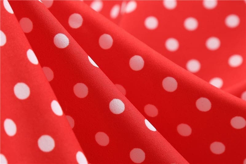 Vestido Retrô de Bolinha Manga Curta Plus Size, P, M, G, GG, 2G, Vermelho
