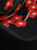 Vestido Retrô Marilyn Regata Estampado Acinturado Midi, P, M, G, GG, 2G, Preto e Vermelho Floral e Pássaros