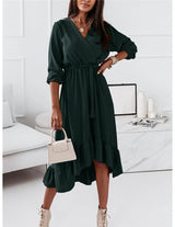 Vestido Office Femme Midi Manga 3/4, PP, P, M, G, GG, 2G, Verde