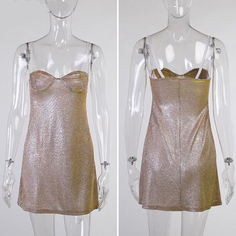 Vestido de Festa de Holográfico Lurex Curto