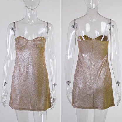 Vestido de Festa de Holográfico Lurex Curto