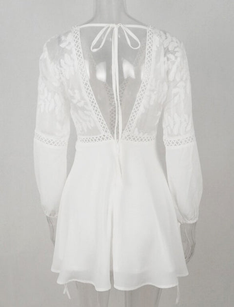 Vestido Branco com Renda Transparências - Loja Style Me