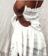 Vestido de alcinha branco detalhe desfiado 