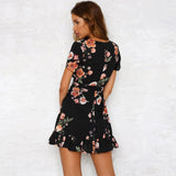 Vestido Curto Floral Manga Curta