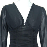 Vestido de Festa Curto rosê preto Decote justo manga longa