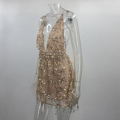 Vestido Paetês Decote Profundo