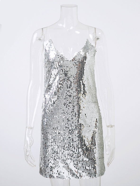 Vestido de Festa Glam Prata
