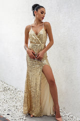 Vestido de festa Longo Dourado Glam