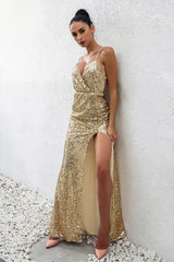Vestido de festa Longo Dourado Glam