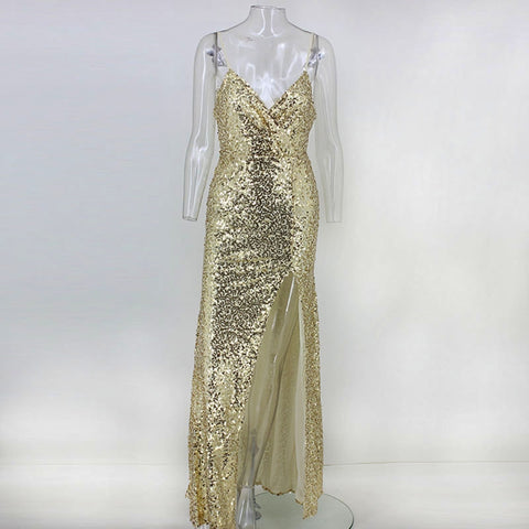 Vestido de festa Longo Dourado Glam