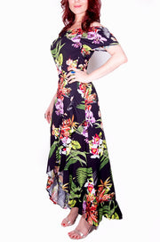 Vestido Longo Floral Assimétrico Ciganinha