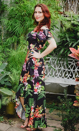 Vestido Longo Floral Assimétrico Ciganinha