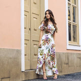 Vestido Longo Floral Assimétrico Ciganinha